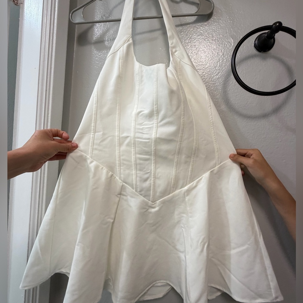 White Fox Boutique White Halter Flared Mini Dress